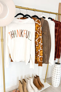 THANKFUL Round Neck Long Sleeve Knit Top - 1985 the VAULT Boutique