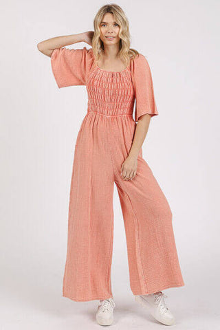 Mittoshop Mineral Wash Gauze Ruched Wide Leg Jumpsuit - 1985 the VAULT Boutique