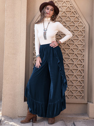 Slit Ruffled Wide Leg Pants - 1985 the VAULT Boutique