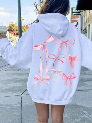 Bow Print Long Sleeve Hoodie - 1985 the VAULT Boutique