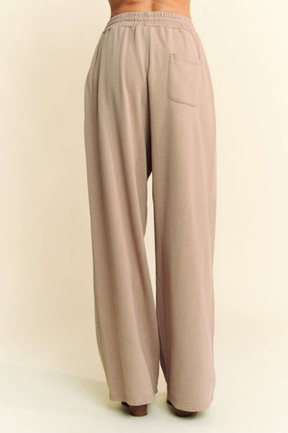 Davi & Dani Rhinestone Drawstring Wide Leg Pants - 1985 the VAULT Boutique