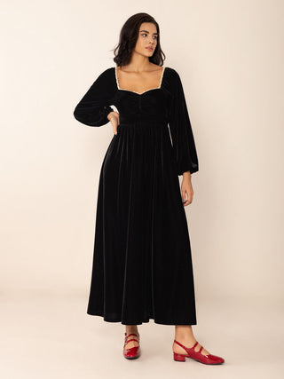 Sweetheart Neck Long Sleeve Midi Dress - 1985 the VAULT Boutique