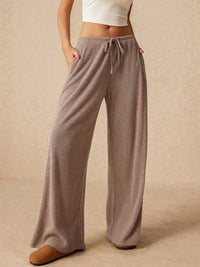 Ribbed Drawstring Wide Leg Pants - 1985 the VAULT Boutique