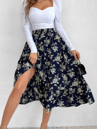 Printed Elastic Waist Midi Skirt - 1985 the VAULT Boutique