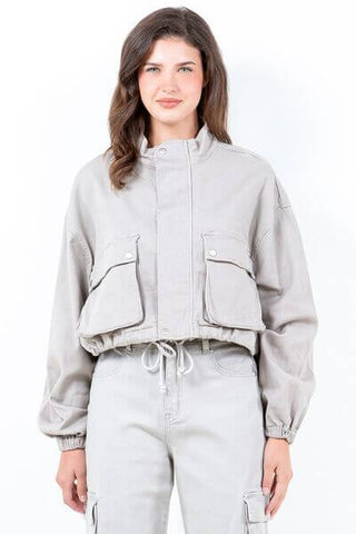 American Bazi Drawstring Hem Cargo Pocket Cropped Worker Jacket - 1985 the VAULT Boutique