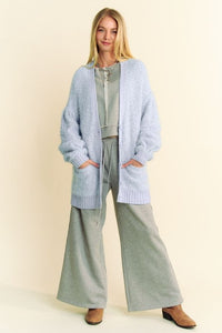 Davi & Dani Ribbed Hem Button Up Long Sleeve Cardigan - 1985 the VAULT Boutique