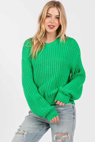 SAGE + FIG Round Neck Drop Shoulder Sweater - 1985 the VAULT Boutique