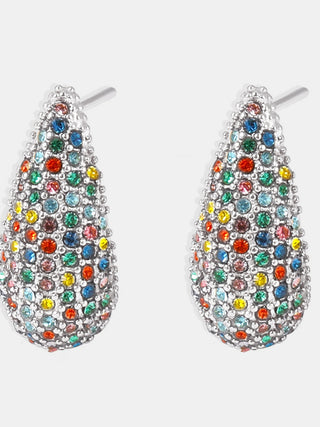 Stainless Steel Inlaid Zircon Teardrop Earrings - 1985 the VAULT Boutique