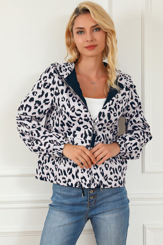 Leopard Zip-Up Hooded Jacket - 1985 the VAULT Boutique