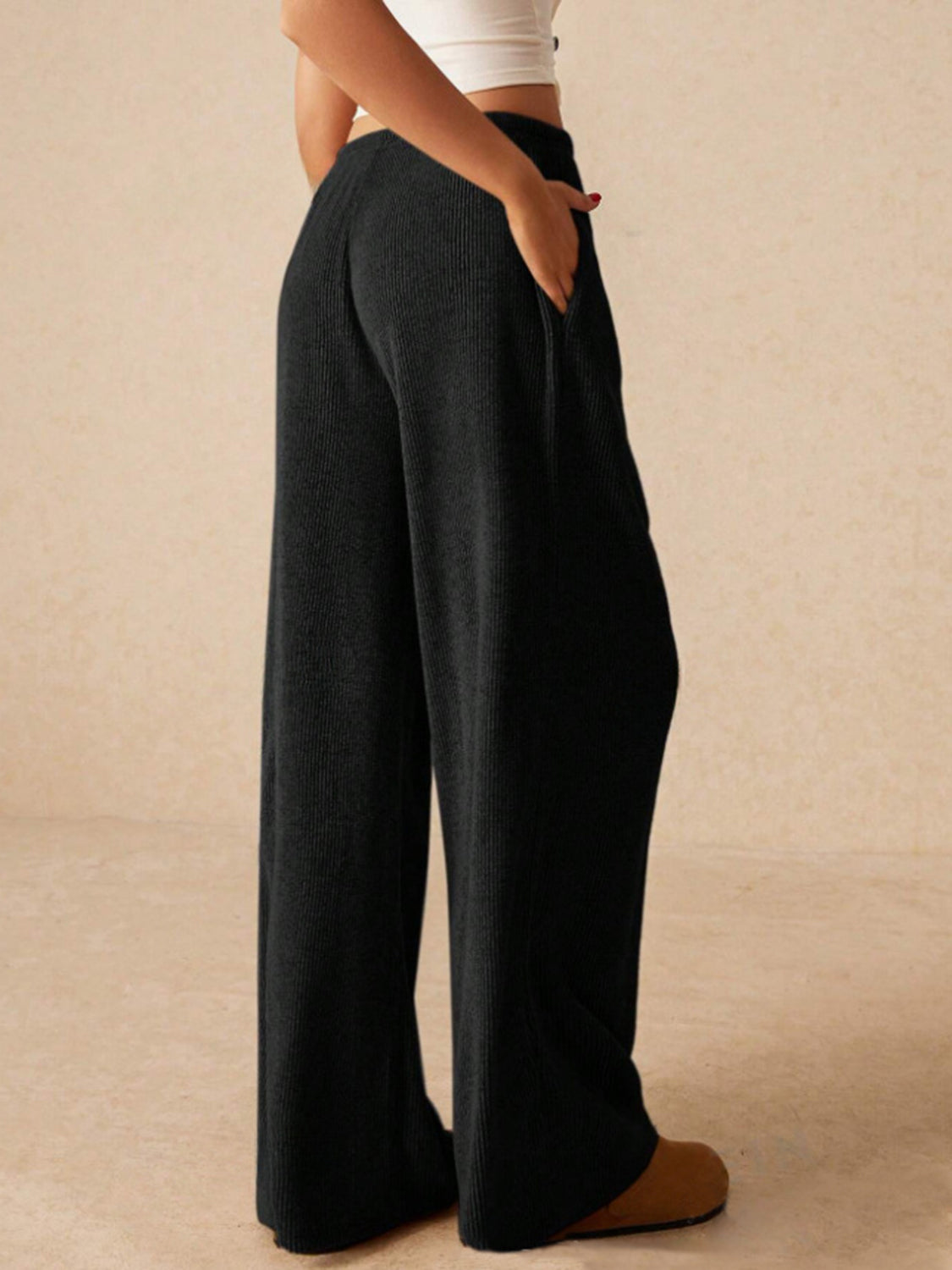 Ribbed Drawstring Wide Leg Pants - 1985 the VAULT Boutique