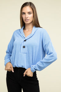 Textured Line Elastic Waist Pullover Top - 1985 the VAULT Boutique