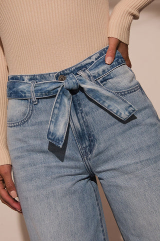 Tied Wide Leg Jeans with Pockets - 1985 the VAULT Boutique