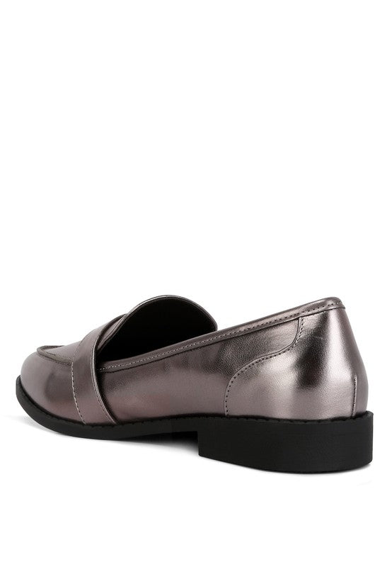 Haruka Metallic Faux Leather Loafers - 1985 the VAULT Boutique