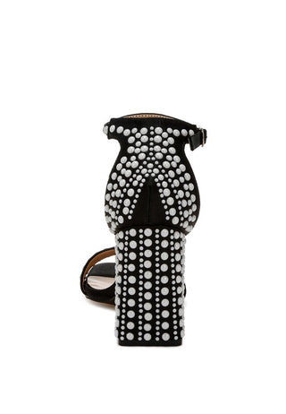 Klebba Pearls Embellished Satin Sandals - 1985 the VAULT Boutique