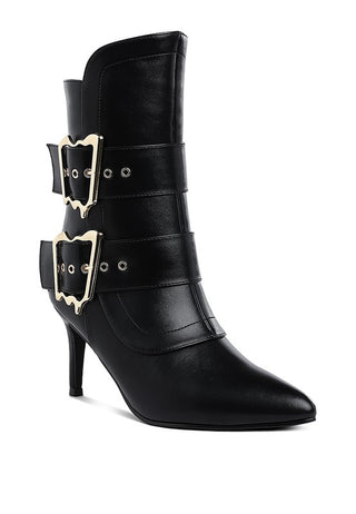 Ebera Chunky Buckle Strap Ankle Boots - 1985 the VAULT Boutique