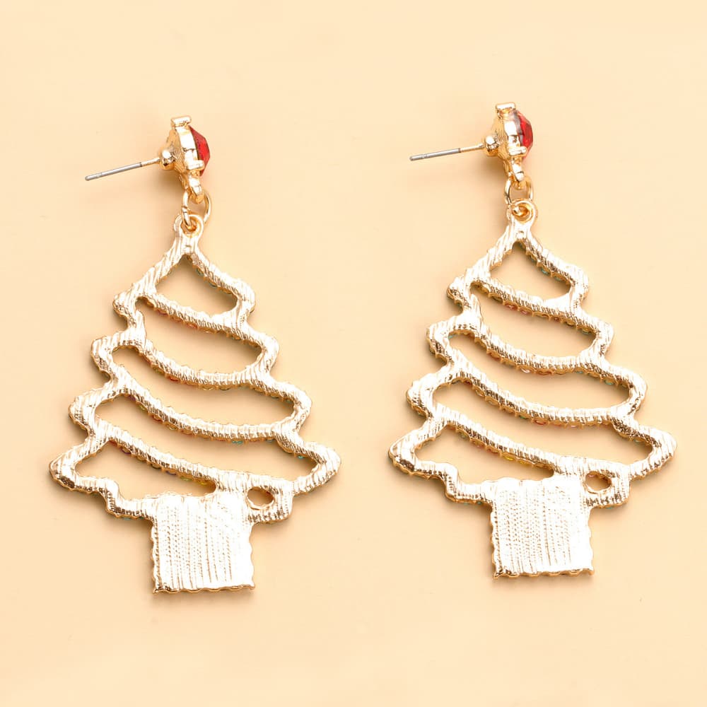 Rhinestone Alloy Christmas Tree Earrings - 1985 the VAULT Boutique