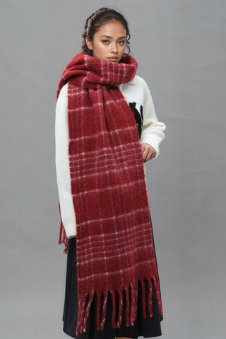 Fringe Plaid Thermal Scarf - 1985 the VAULT Boutique