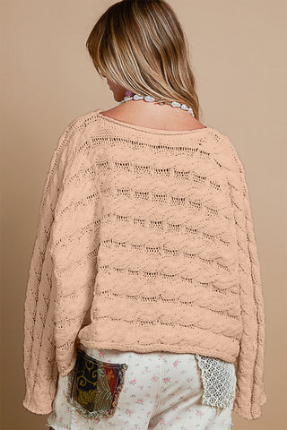 POL Round Neck Cable Knit Cropped Sweater - 1985 the VAULT Boutique