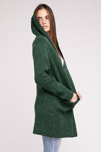 Hooded Open Front Sweater Cardigan - 1985 the VAULT Boutique