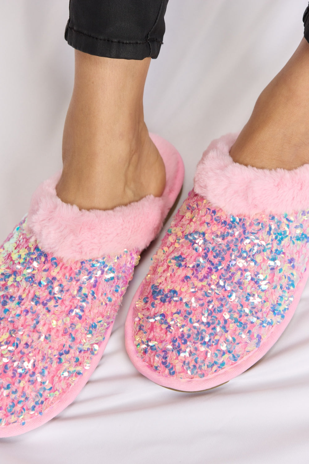 Forever Link Sequin Plush Round Toe Slippers - 1985 the VAULT Boutique