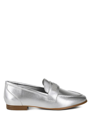 Eden Ode Rhinestone Strap Metallic Loafers - 1985 the VAULT Boutique