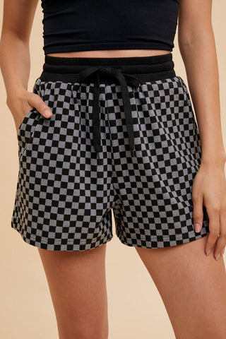 Annie Wear Checkered Round Neck Top and Drawstring Shorts Set - 1985 the VAULT Boutique