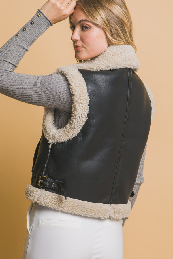 Love Tree Sherpa Zip Up Vest with Pockets - 1985 the VAULT Boutique