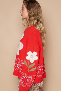 POL Flower Lace Patch Long Sleeve Sweater - 1985 the VAULT Boutique