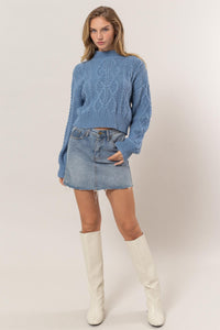 HYFVE Cable-Knit Mock Neck Dropped Shoulder Sweater - 1985 the VAULT Boutique