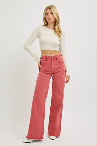 RISEN Full Size High Rise Tummy Control Wide Leg Jeans - 1985 the VAULT Boutique