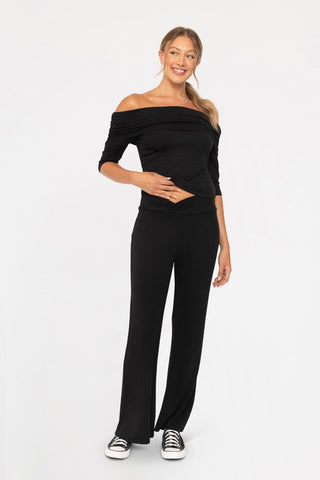 Mono B Cross Pleat Flare Pants - 1985 the VAULT Boutique