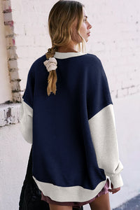 Color Block Round Neck Long Sleeve Sweatshirt - 1985 the VAULT Boutique