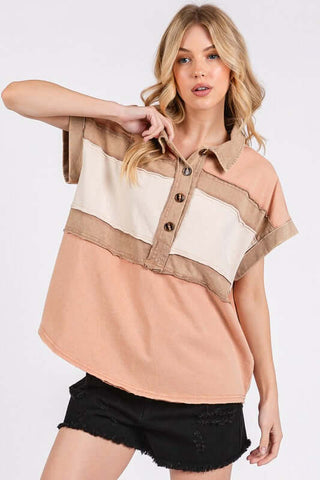 Mittoshop Mineral Washed Half Button Polo Top - 1985 the VAULT Boutique