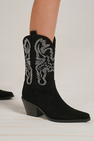 Beast Fashion Rhinestone Detail Point Toe Boots - 1985 the VAULT Boutique