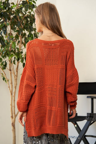 Davi & Dani Openwork Side Slit Drop Shoulder Knit Cover Up - 1985 the VAULT Boutique