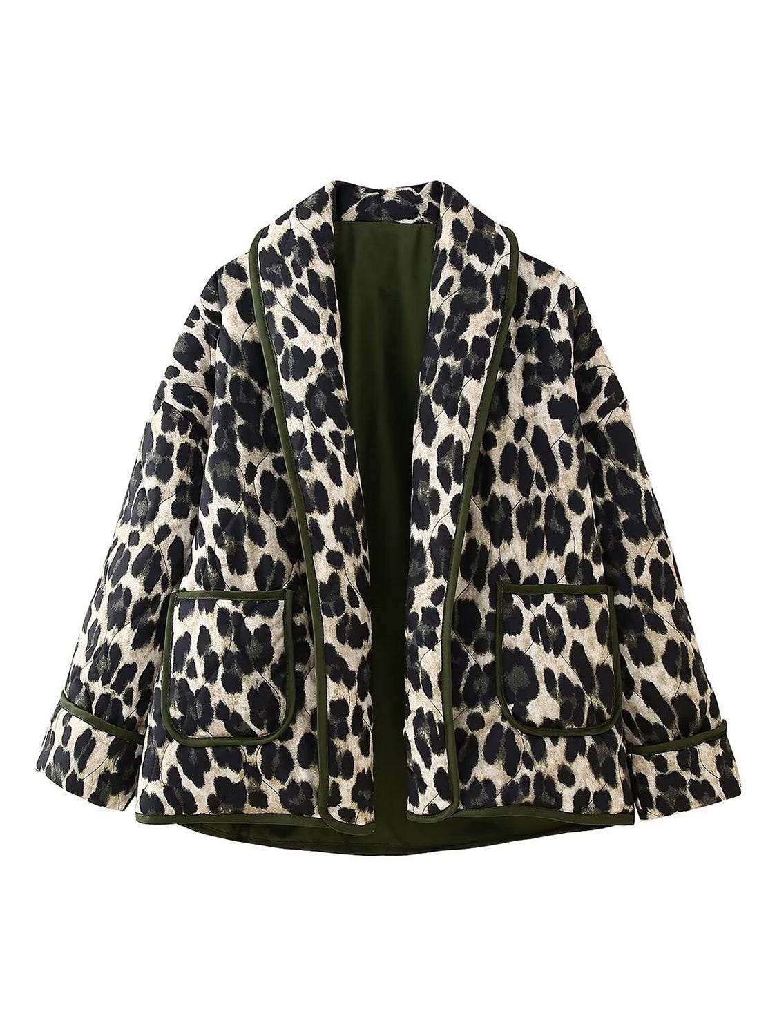 Leopard Open Front Long Sleeve Outerwear - 1985 the VAULT Boutique