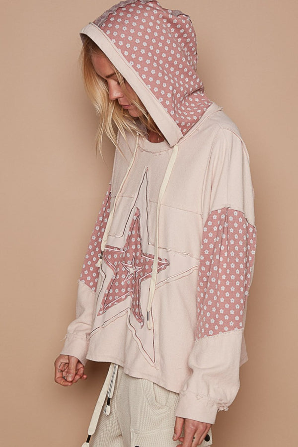 POL Star Patchwork Raw Edge French Terry Hoodie - 1985 the VAULT Boutique