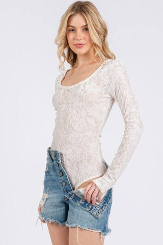 Ces Femme Velvet Floral Long Sleeve Bodysuit - 1985 the VAULT Boutique