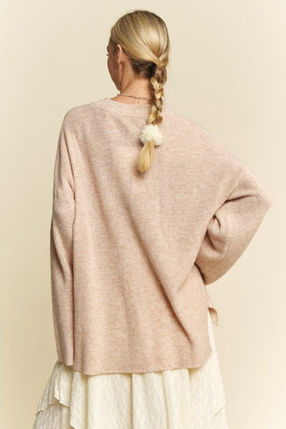 Davi & Dani High-Low Round Neck Drop Shoulder Sweater - 1985 the VAULT Boutique