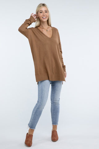 Hi-Low Hem Basic Front Seam Sweater - 1985 the VAULT Boutique