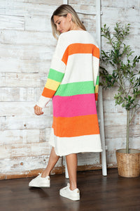 Color Block V-Neck Long Sleeve Sweater Dress - 1985 the VAULT Boutique