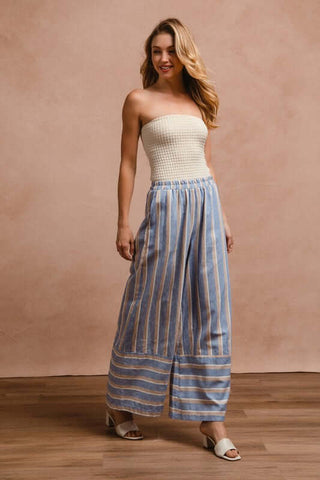 BiBi Striped Wide Leg Pants with Pockets - 1985 the VAULT Boutique