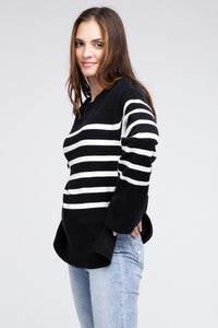 Ribbed Hem Stripe Sweater - 1985 the VAULT Boutique