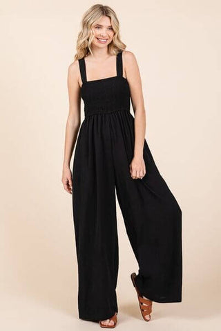 Mittoshop Smocked Wide Strap Wide Leg Overalls - 1985 the VAULT Boutique