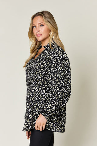 Double Take Full Size Leopard Long Sleeve Blouse - 1985 the VAULT Boutique