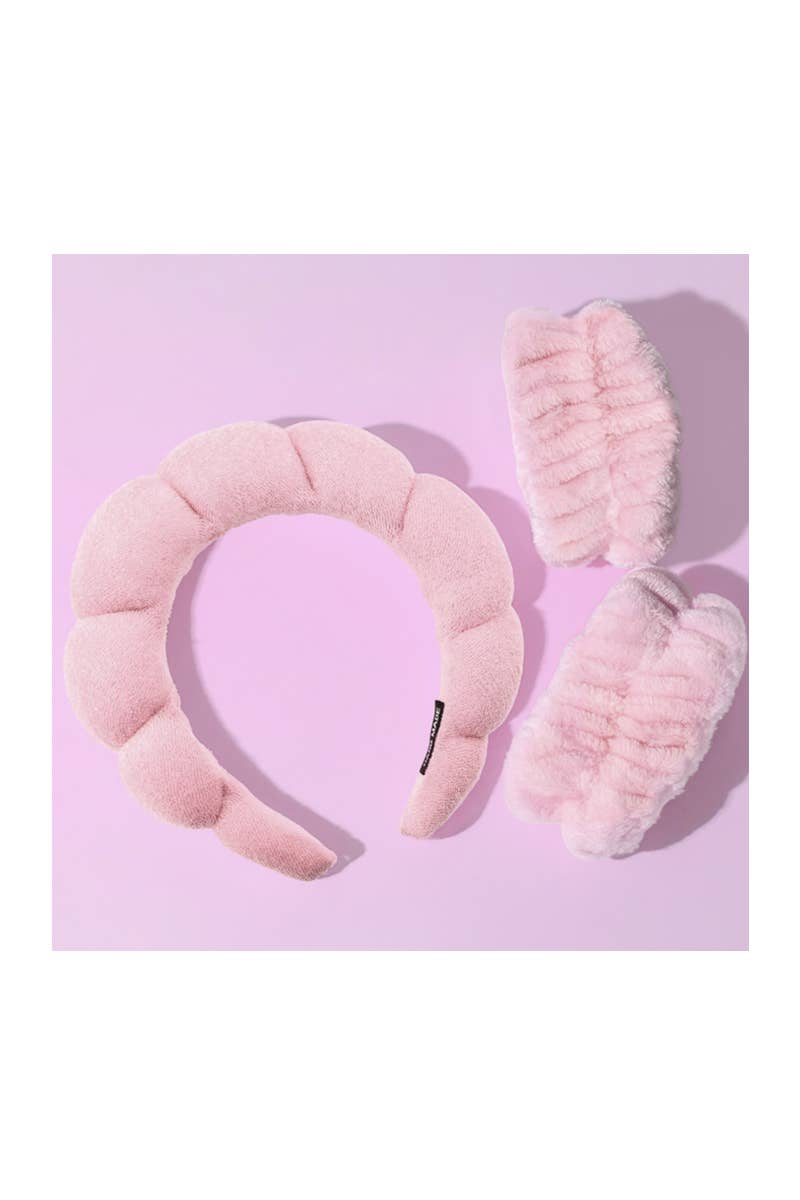 CALA Pink Spa Headband & Wristband Set