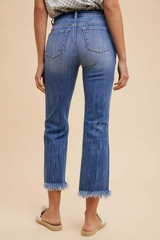 Annie Wear Distressed Raw Hem Straight Leg Cropped Jeans - 1985 the VAULT Boutique