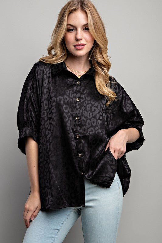 LIGHT SATIN PRINT BUTTON DOWN SHIRT - 1985 the VAULT Boutique