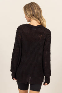 HYFVE Distressed Long Sleeve Knit Top - 1985 the VAULT Boutique