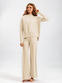 Basic Bae Mock Neck Long Sleeve Top and Pants Sweater Set - 1985 the VAULT Boutique